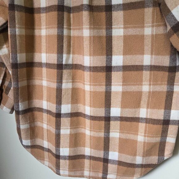 EUC TIME AND TRU PLAID BROWN MIX LONG SHACKET HEAVY SIZE M 8-10 - Picture 9 of 16